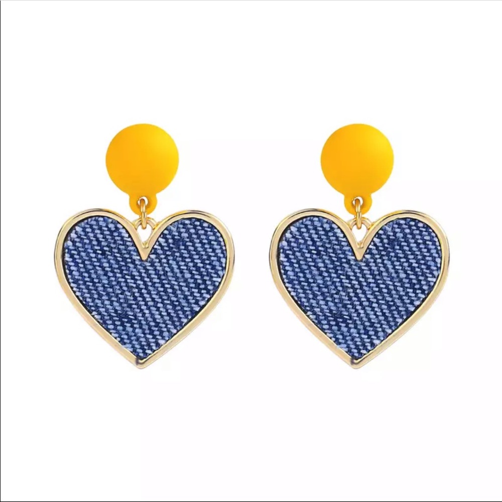 Heart Pendant Studs Earrings